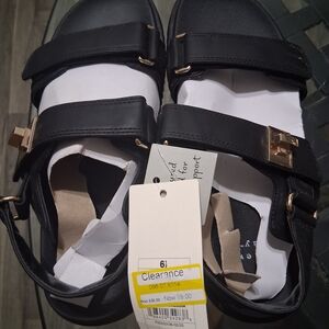 Target Black Sandals with Gold Accents